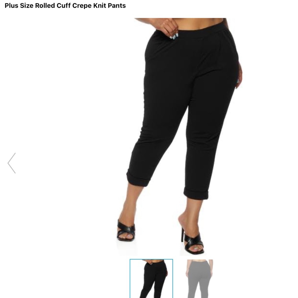 Rolled cuff crepe knit pants